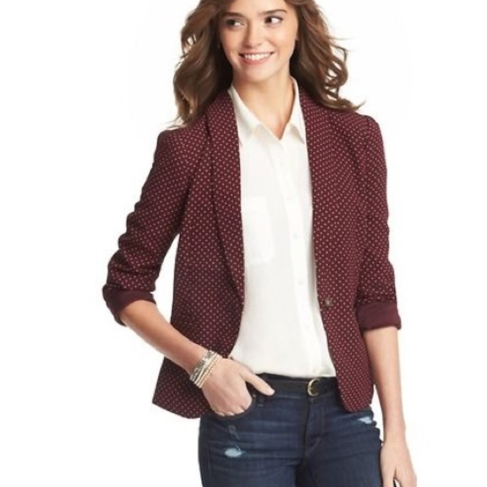 Dot Print Drapey Crepe Blazer